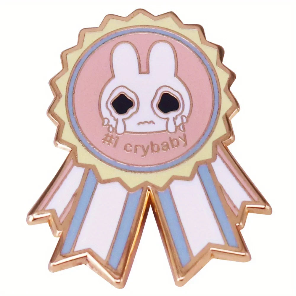 Crying Bunny Enamel Pin Rabbit Brooch Jewelry Gift