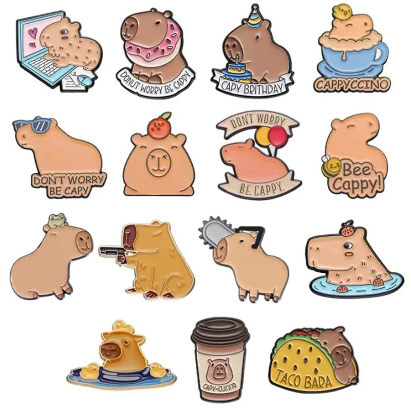 Capybara Enamel Pin Kawaii Hippo Brooch Badge Animal Jewelry Gift