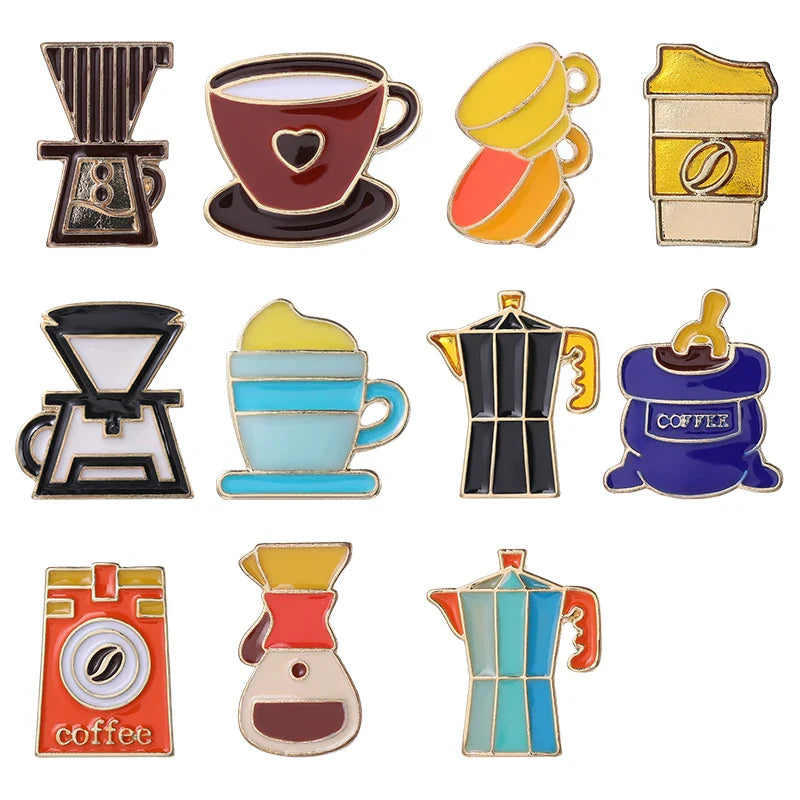 Coffee Machine Enamel Pin Brooch Badge Lapel Metal Gift Accessories