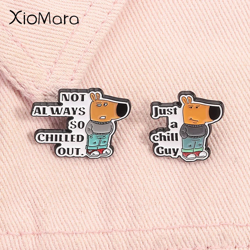 Chill Dog Enamel Pin Funny Cartoon Brooch Lapel Badge Jewelry Gift