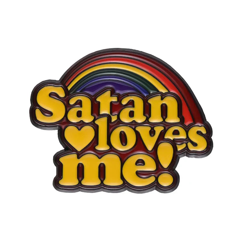 Rainbow Satan Loves Me LGBT Enamel Pin Brooch Lapel Badge Jewelry Gift Unisex