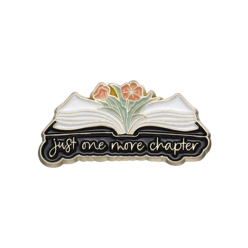 Book Lover Enamel Pins Courage Kindness Persist Flower Brooch Lapel Jewelry Gift