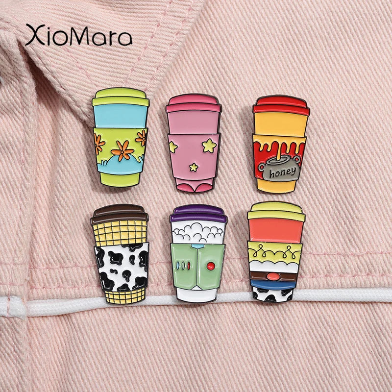 Milk Coffee Enamel Pin Brooch Lapel Badge Coffee Lover Gift