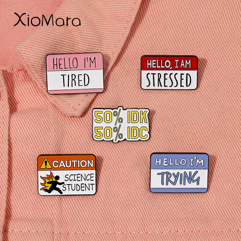 Tired Stressed Enamel Pin Brooch Gift for Friend