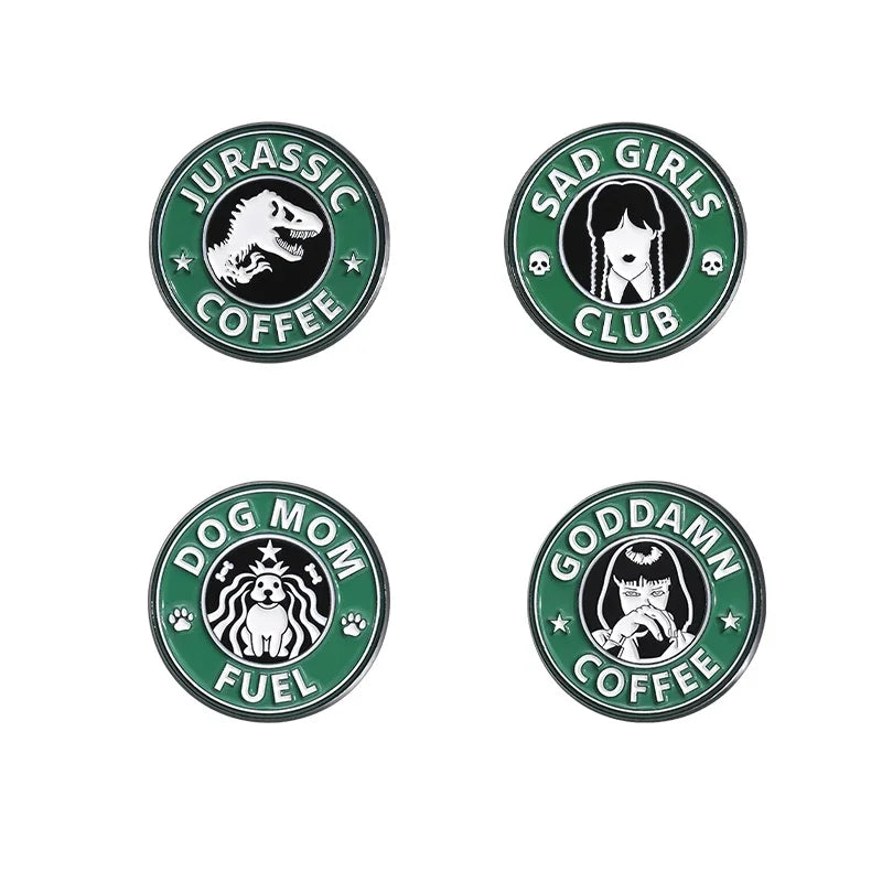 Coffee Witch Enamel Pins Sad Girls Club Dog Brooches Lapel Badge Backpack Accessories Animal Jewelry Gift