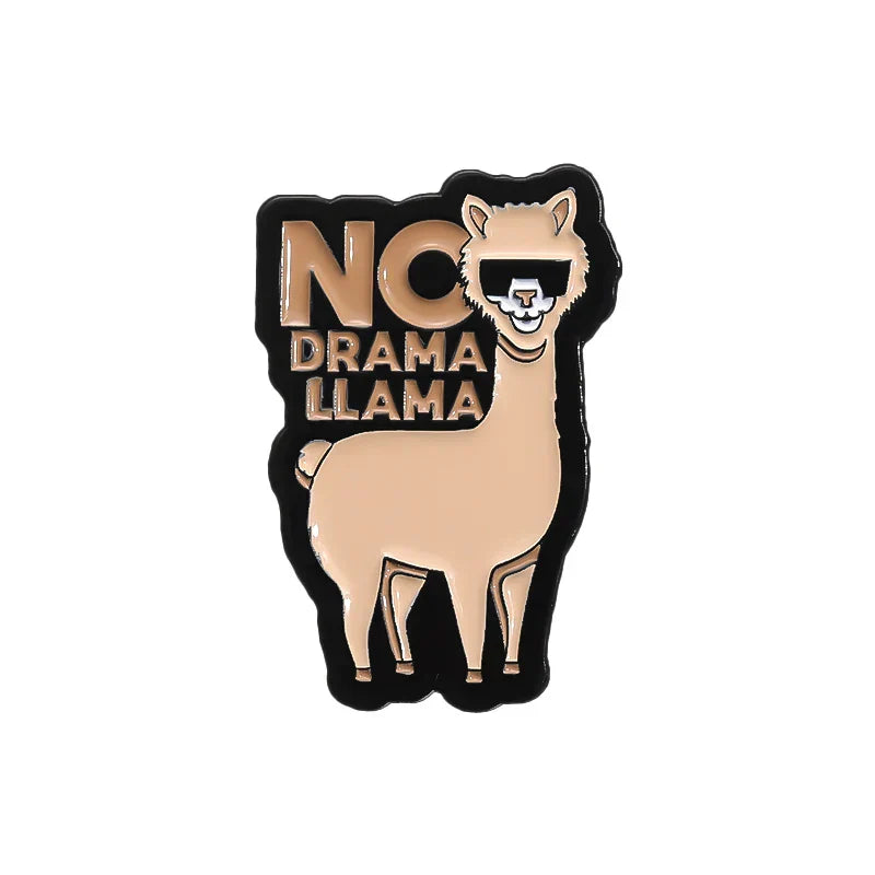No Drama Llama Enamel Pin Cute Alpaca Brooch Lapel Badge Wholesale Gift