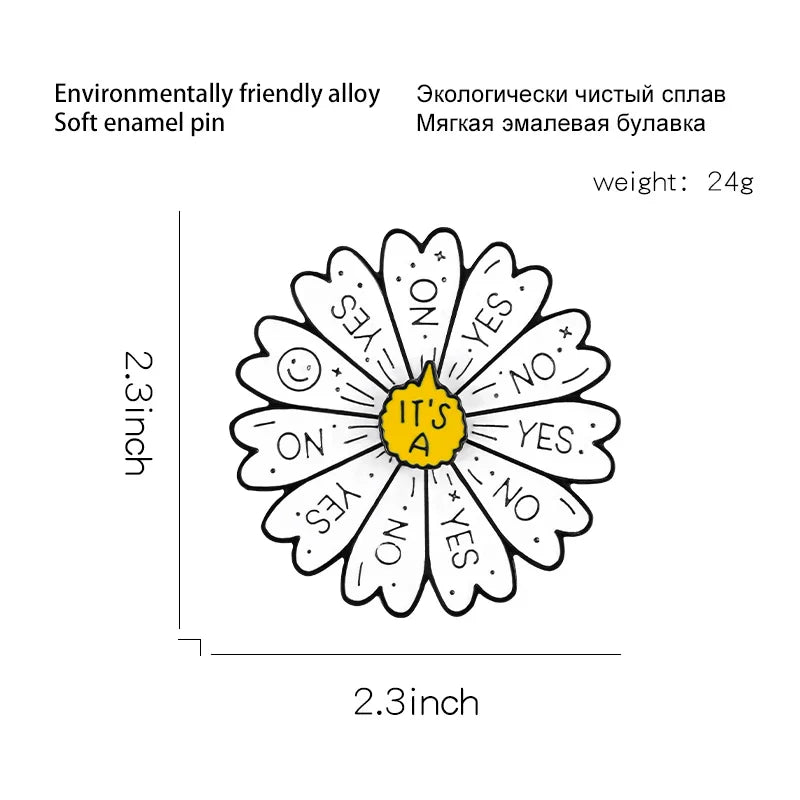 Fashion Cartoon Daisy Enamel Brooch Lapel Pin Jewelry Gift
