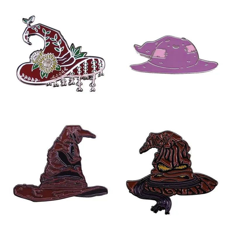 Magic Hat Enamel Pin Wizarding Sunflower Witch Lapel Brooch Accessory