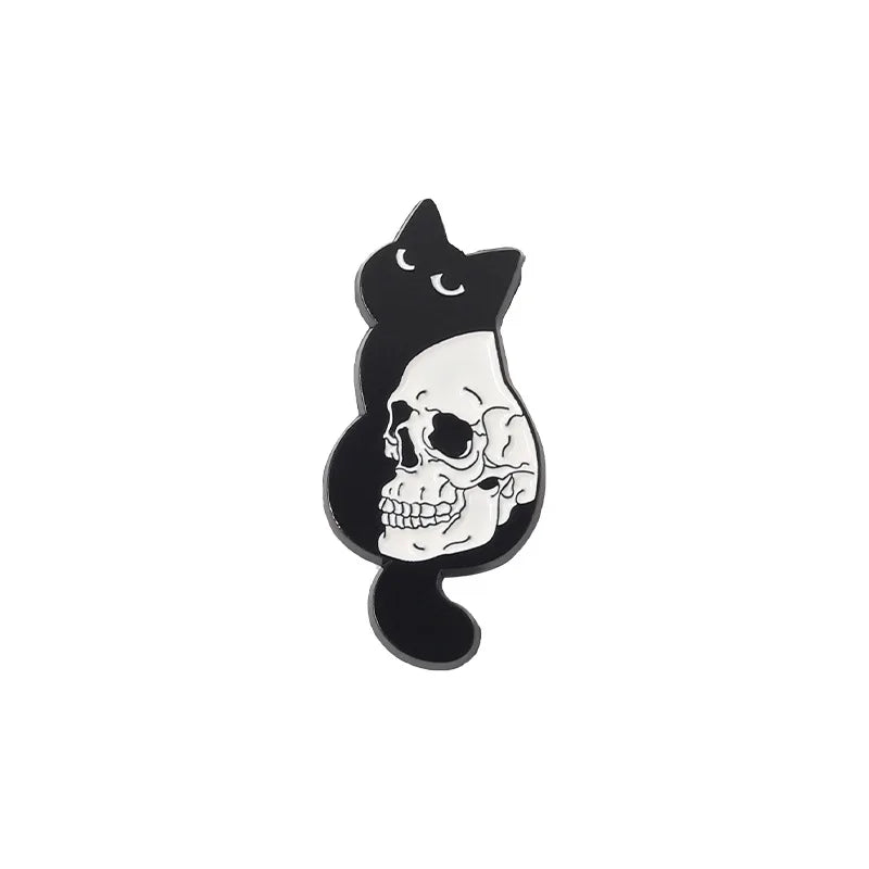 Ghost Skull Cat Enamel Pin Anime Lapel Brooch Backpack Badge Jewelry Accessories