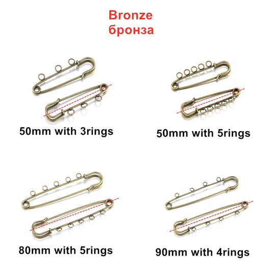 10 Pcs Metal Brooch Base Pins for DIY Jewelry Making