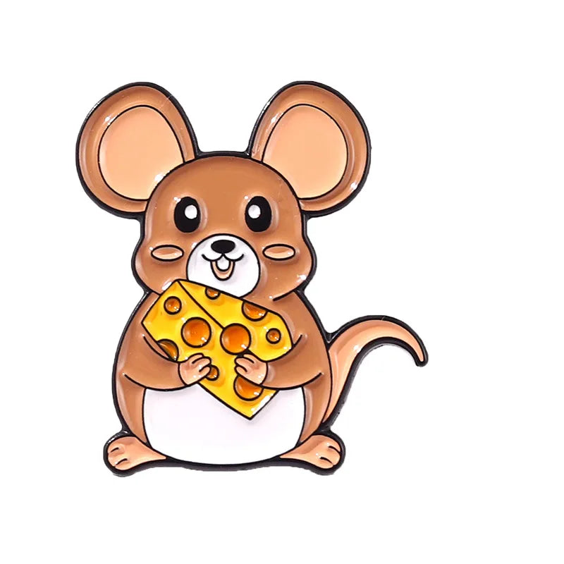 Cat Rabbit Mouse Cartoon Enamel Lapel Pin Brooch Jewelry Hat Backpack Badge Kids Gifts