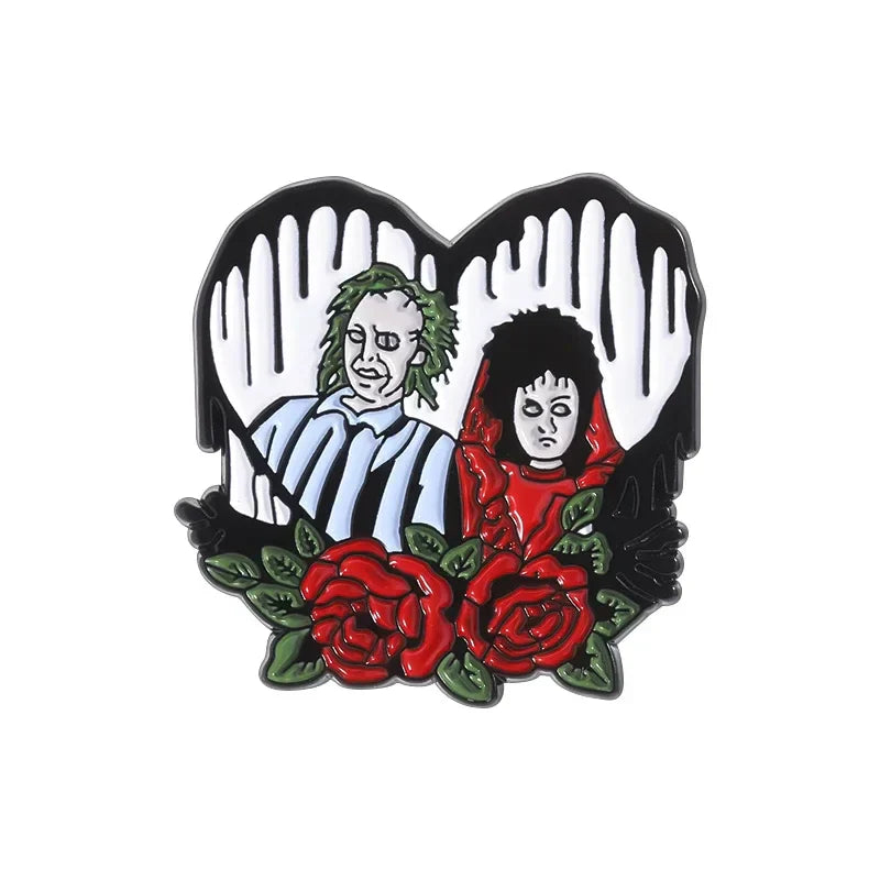 Horror Movie Enamel Pin Gothic Heart Brooch Lapel Badge Jewelry Gift