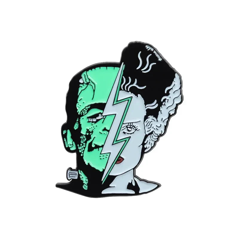 Horror Movie Enamel Pins Vampire Bride Monster Brooch Lapel Badge Punk Jewelry Gifts