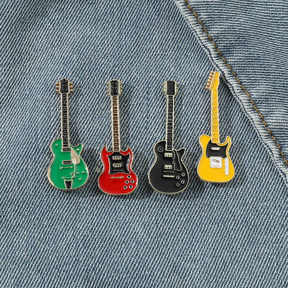 ZAKOL Vintage Enamel Guitar Brooch Pin Jewelry Gift