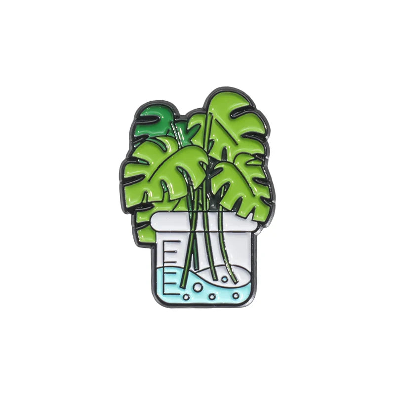 Science Lab Flower Enamel Pin Flasks Measuring Cup Plant Brooch Lapel Badge Jewelry Gift