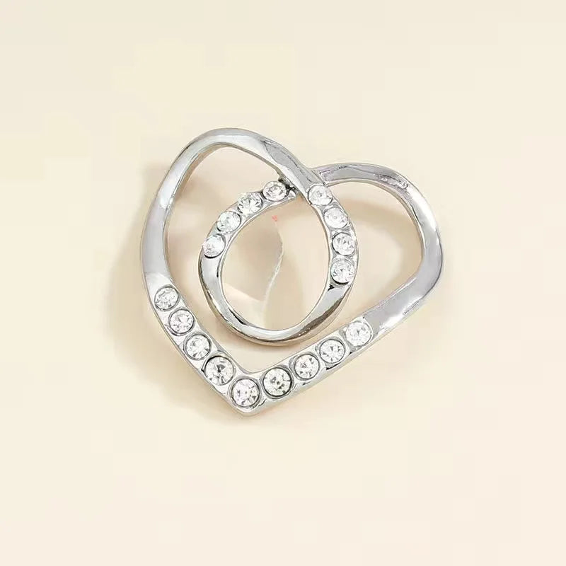 Peach Heart Rhinestone Scarf Buckle Women's Multi-functional Knot Accessory