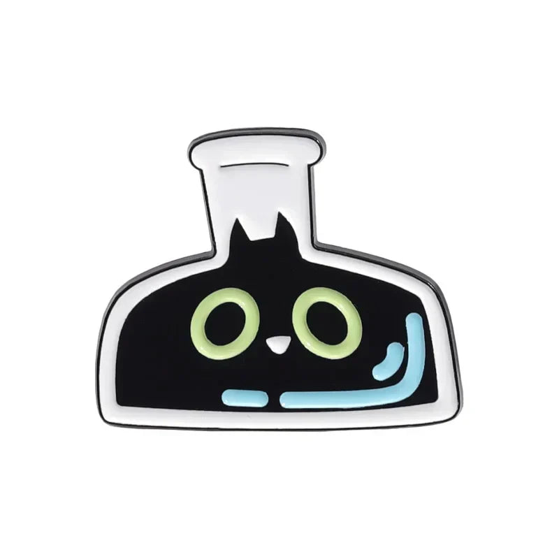 Black Cat Enamel Pin Cartoon Kitten Brooch Jewelry Accessory