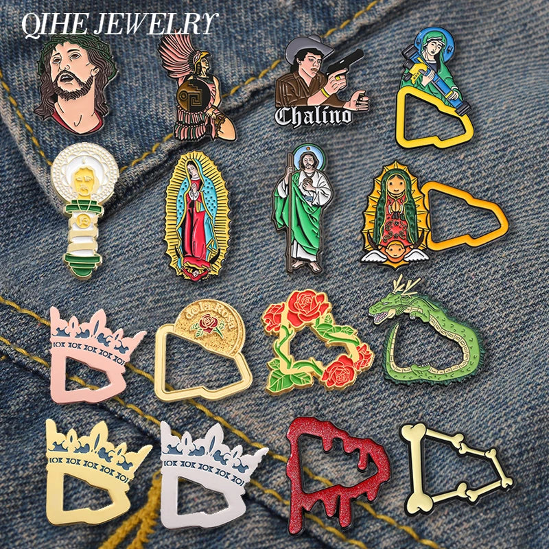 Mexican Metal Enamel Pins Hat Badge Vintage Aesthetic Anime Jewelry Gift