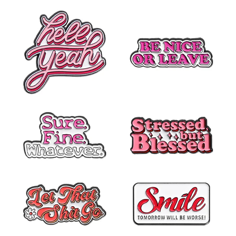 Stressed But Blessed Enamel Pins Positive Quotes Brooches Lapel Badge Gifts