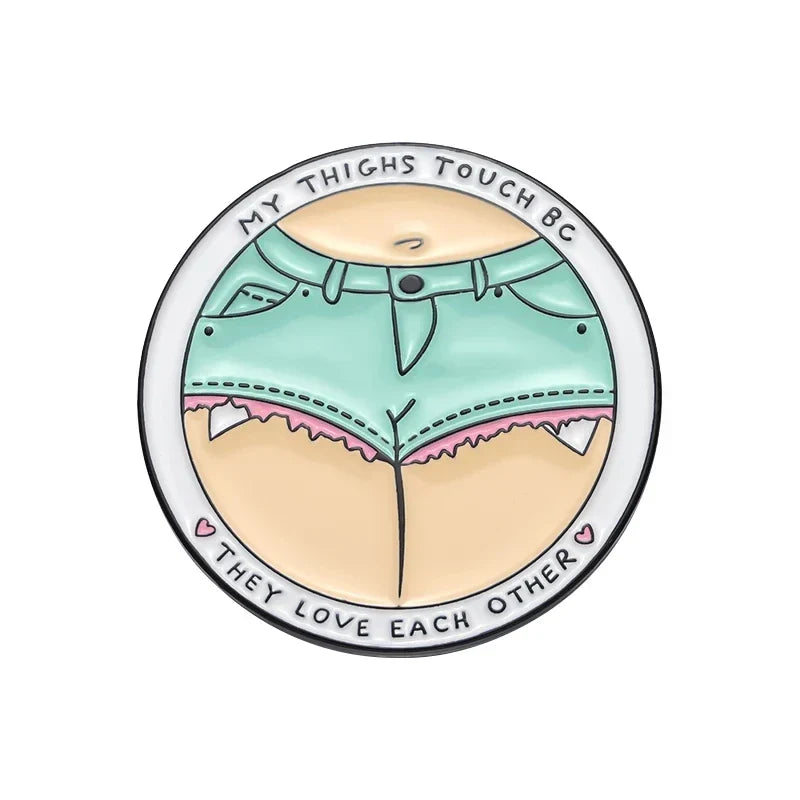 Thighs Touch Enamel Pin Adult Humor Sarcasm Brooch Lapel Badge Gift