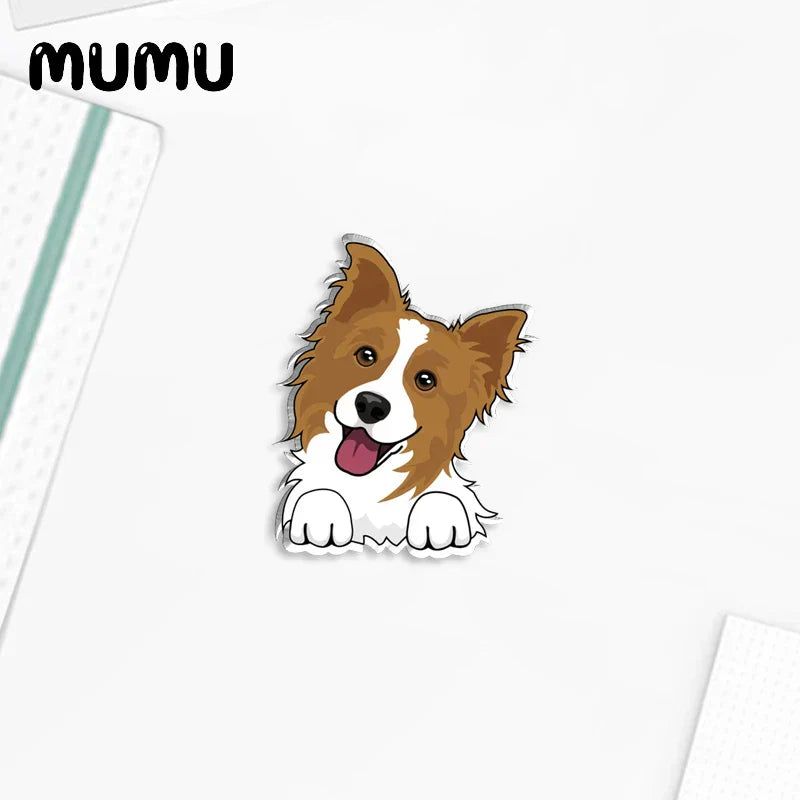 Smiling Border Collie Lapel Pin Dog Lovers Acrylic Brooch Epoxy Jewelry Badge