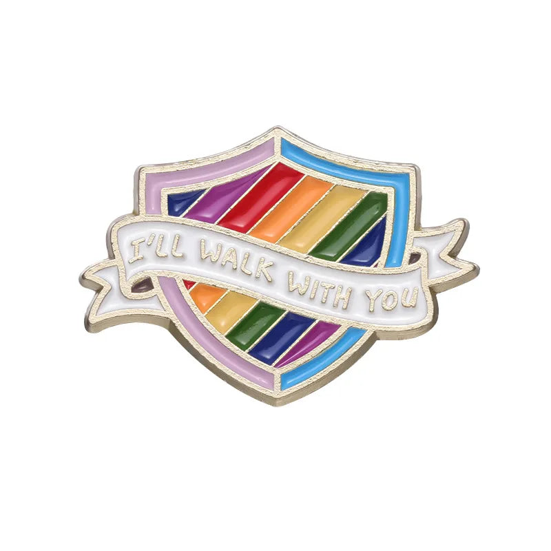 Rainbow Shield Brooch Lapel Badge Jewelry Gift for Kids Friends