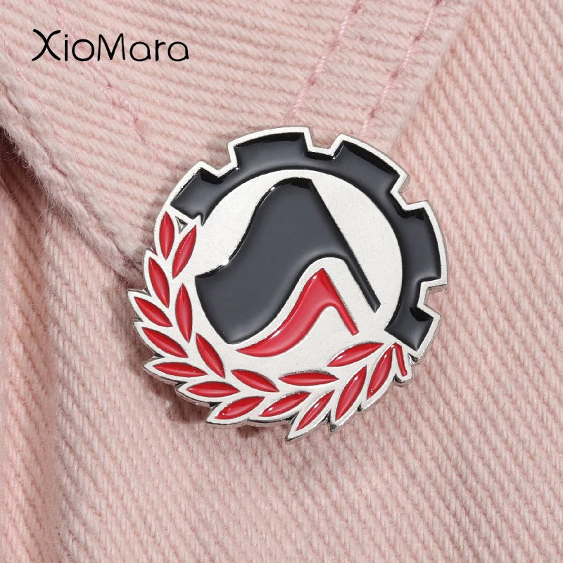 Antifa Action Flag Enamel Pin Anti-Racism Brooch Lapel Badge