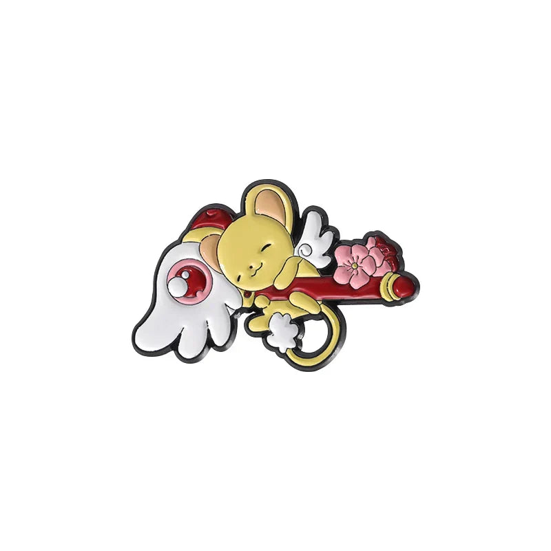 Magical Girl Enamel Pins Cute Bunny Bear Brooches Lapel Badges Animal Jewelry Gift