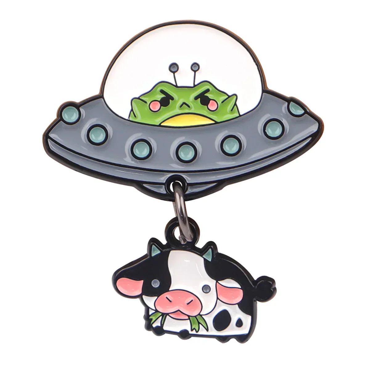 UFO Alien Enamel Pin Cute Animal Brooch Lapel Pins Cow Frog Badge Fashion Jewelry Gifts