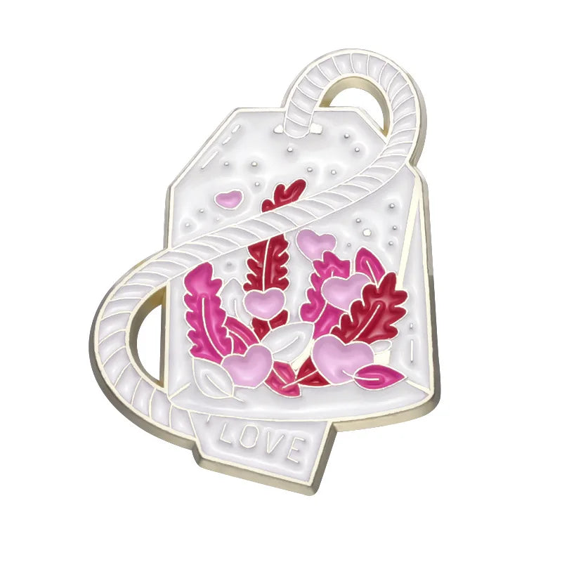Cherry Blossom Enamel Pins Cute Camping Lapel Badges Jewelry Brooch Gifts