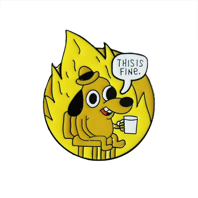 Cartoon Hound Dog Enamel Pin Humor Meme Comic Jewelry