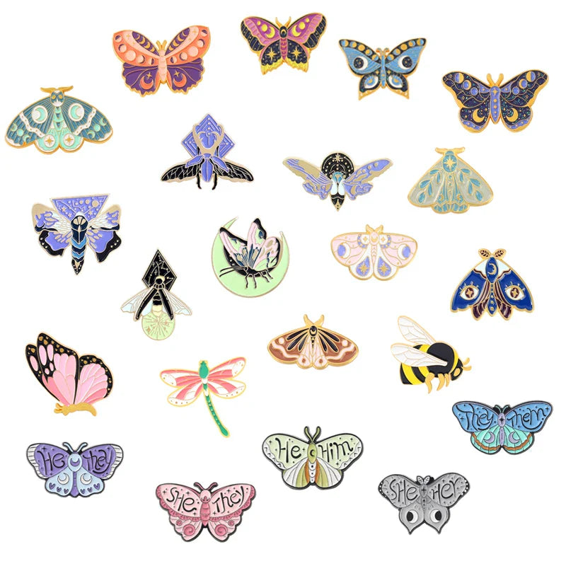 Beautiful Insect Enamel Pin Moth Butterfly Brooch Lapel Jewelry Gifts
