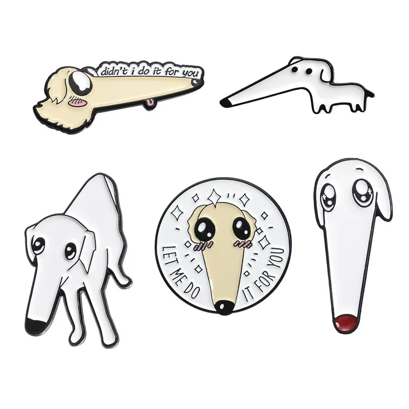 Cartoon Long Nose Dog Enamel Pin Cute Animal Brooch Lapel Badge Jewelry Gift