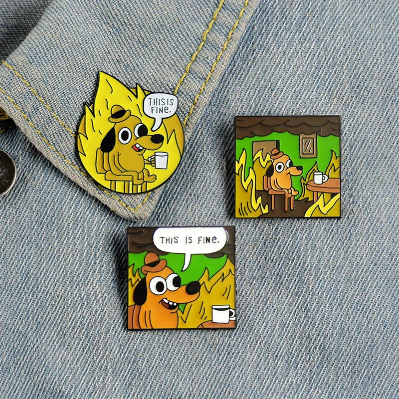 Cartoon Hound Dog Enamel Pin Humor Meme Comic Jewelry