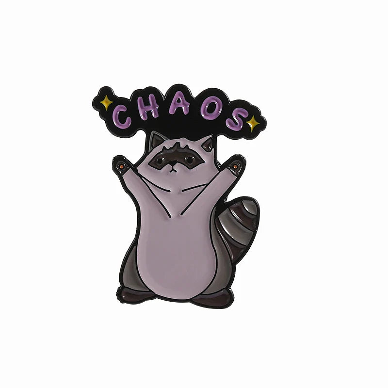 Raccoon Enamel Pins Cartoon Brooches Backpack Lapel Badges Accessories Gift