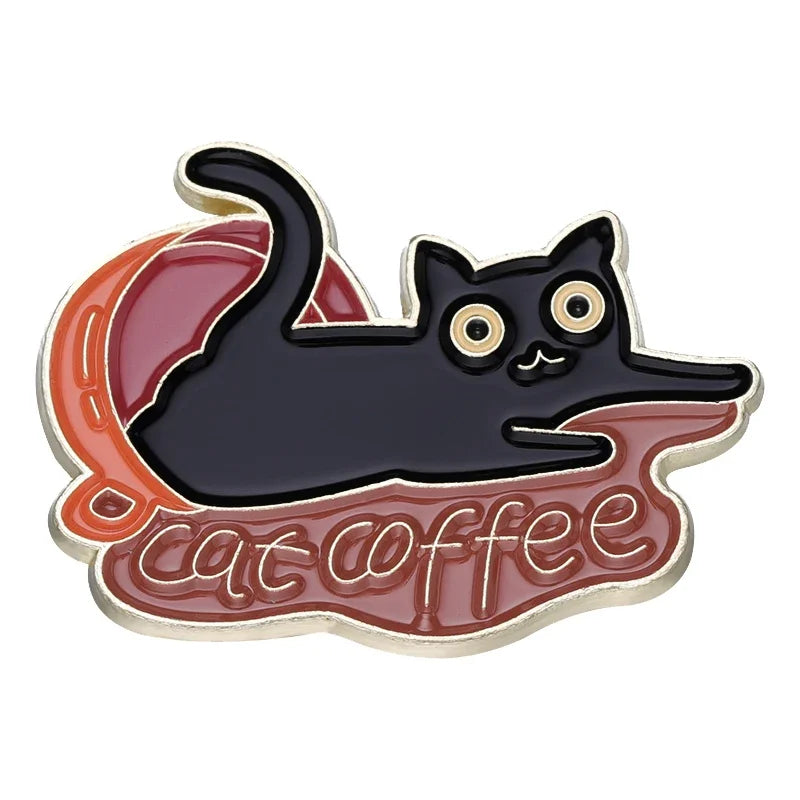 Cat Mom Club Enamel Pins: Sleeping Kitten Coffee Book Brooch Lapel Badges Jewelry Gift Wholesale