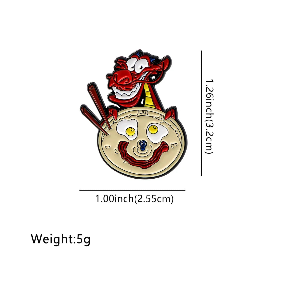 Mushu Dragon Noodles Enamel Pins Brooches Fashion Jewelry Accessories