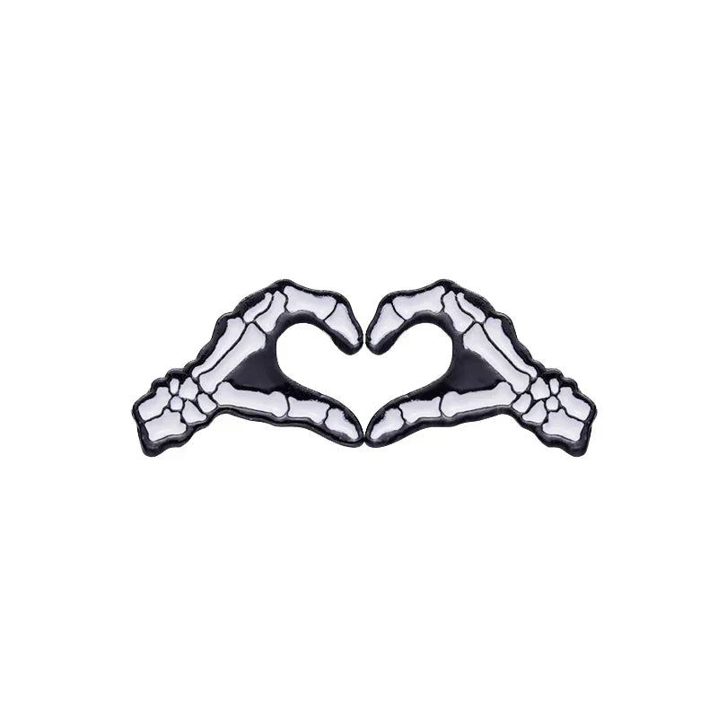 Punk Skeleton Heart Skull Enamel Pin Lapel Badge Halloween Jewelry