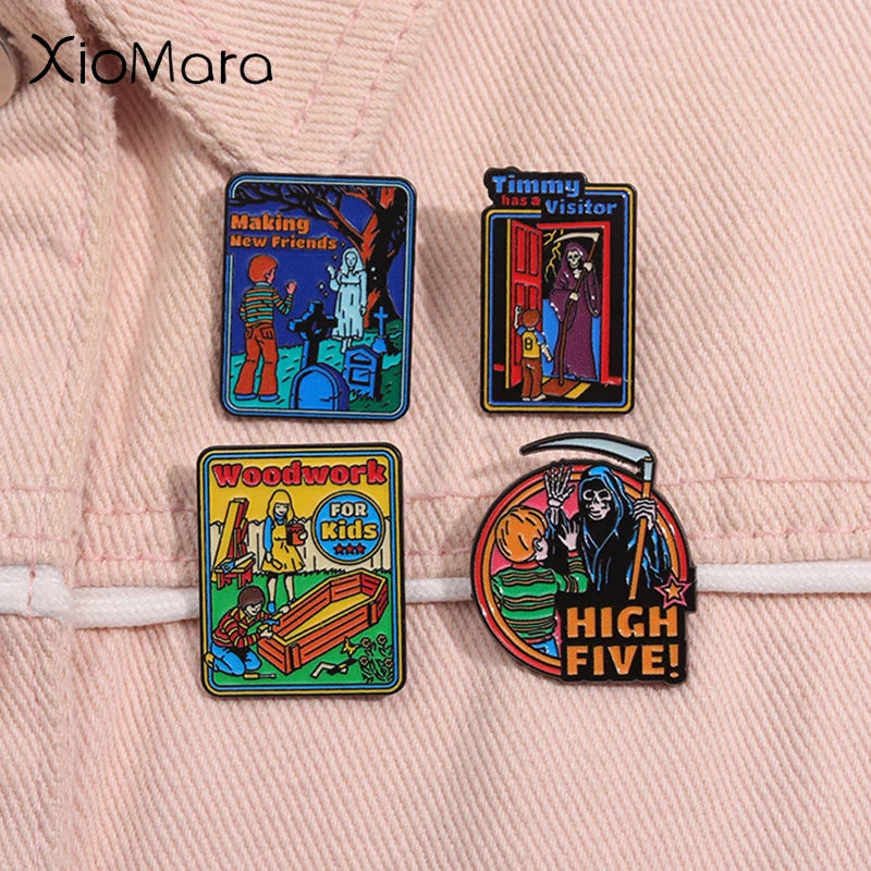 Grim Reaper Halloween Enamel Pin Badge Jewelry Gift