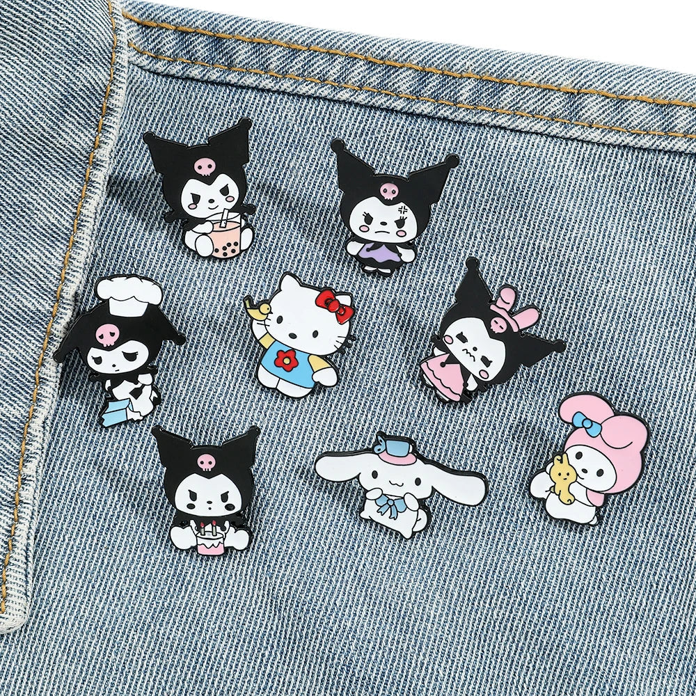 Hello Kitty Animal Brooch Set - Kulomi Melody Lapel Pin Badge Jewelry