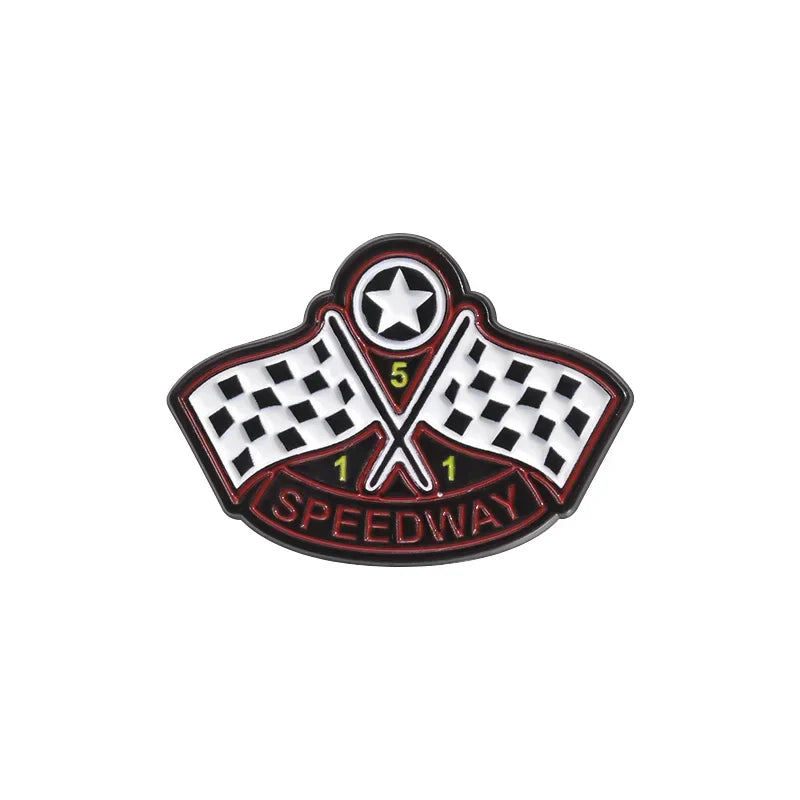 Racing Car Winner Flag Enamel Pin Brooch Lapel Badge Jewelry Gift