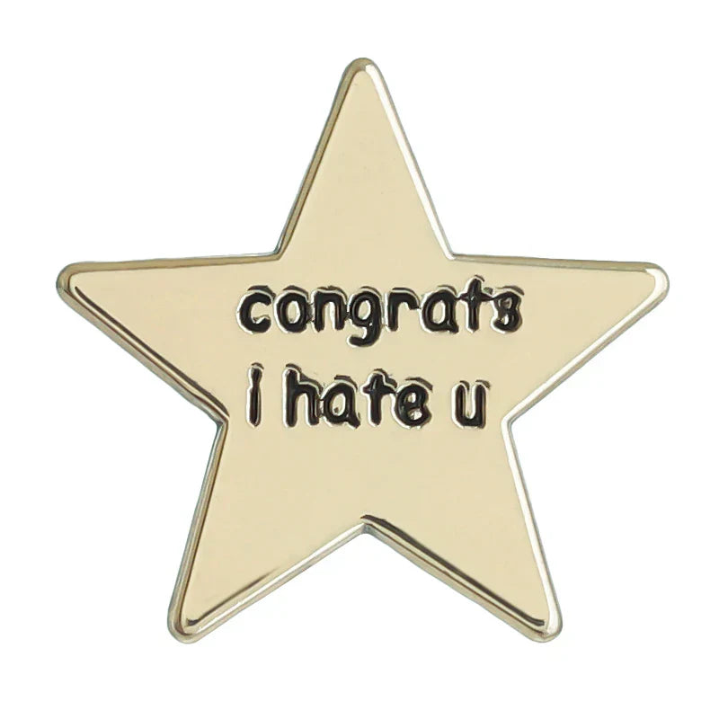 Gold Star Enamel Letter Brooch Pins Lapel Badge Jewelry for Kids Friends
