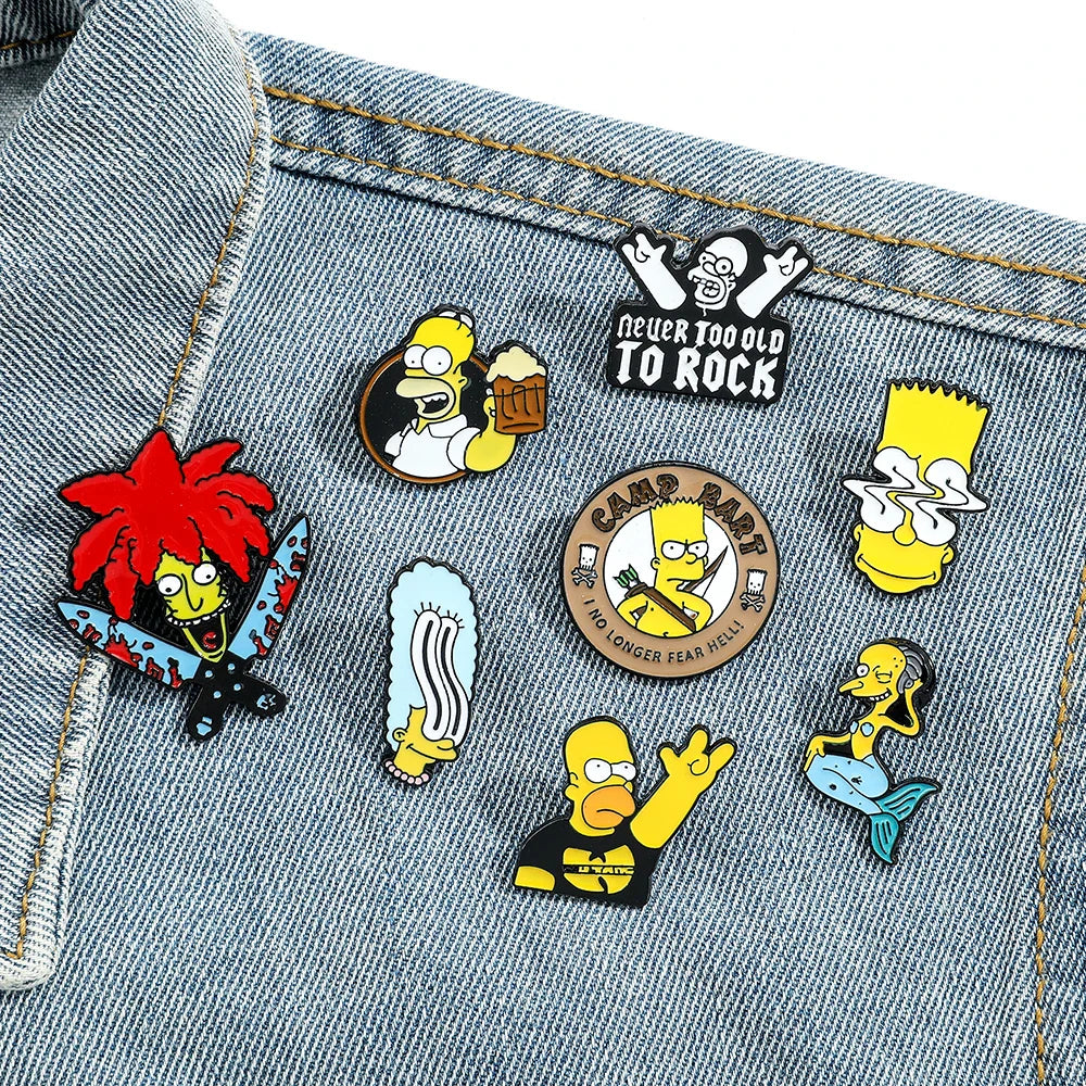 8 Pcs Rock Series Enamel Pin Set - Creative Red Hair Beer Brooch Badge for Backpack & Clothing