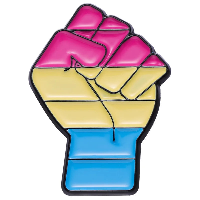 Rainbow Fist Enamel Pins Brooches Badges Fashion Accessory