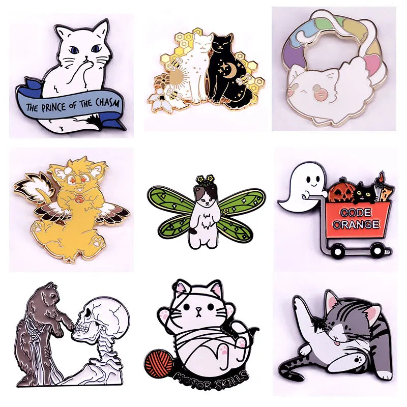 Funny Cat Enamel Pins Animal Lapel Badge Jacket Backpack Brooch Gifts