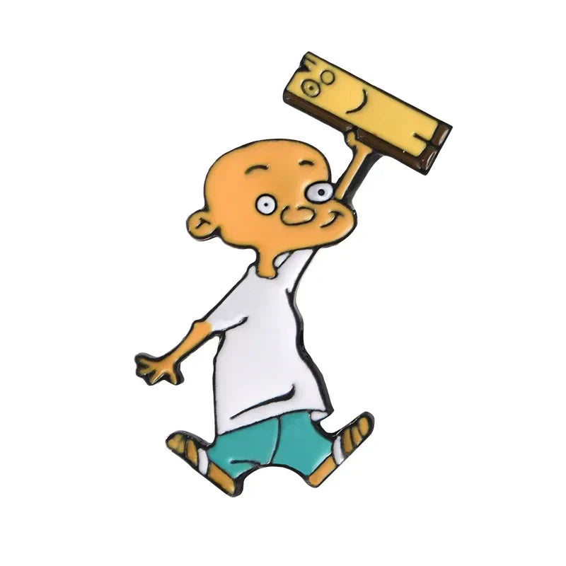 Jonny and Plank Enamel Pin Cartoon Brooch Lapel Badge Gift