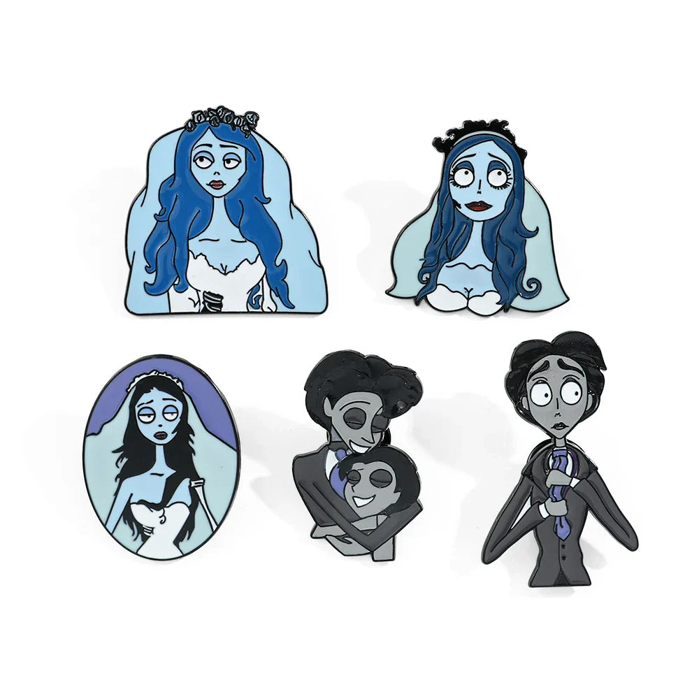 Personalized Cartoon Bride Enamel Pin Set - Brooches for Backpack & Clothing
