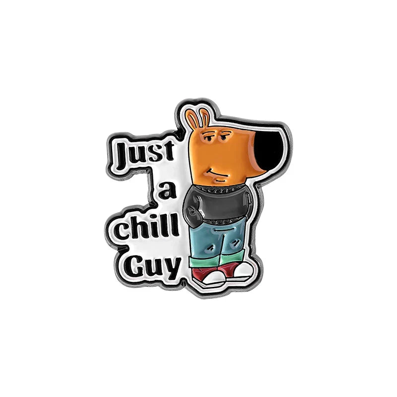 Chill Dog Enamel Pin Funny Cartoon Brooch Lapel Badge Jewelry Gift