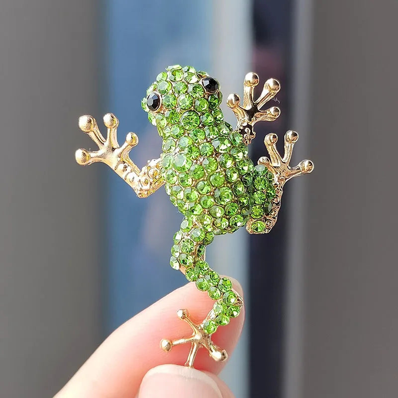 Rhinestone Frog Brooch Pin - Luxury Animal Jewelry Accessory