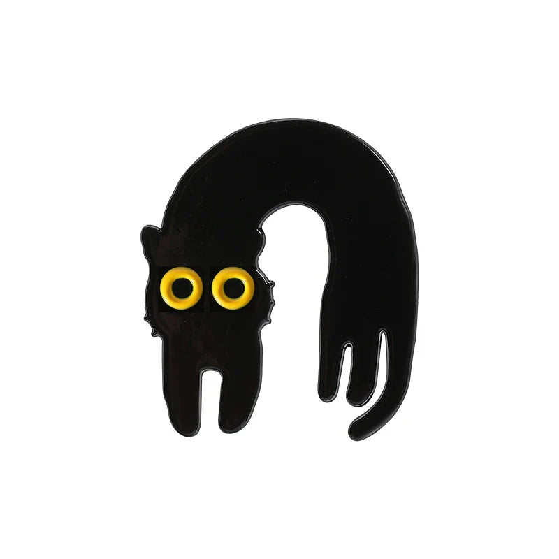 Black Cat Enamel Pin Big Eyes Knife Brooch Lapel Badge Funny Jewelry Gift